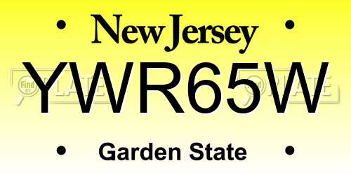 YWR65W New Jersey License Plate