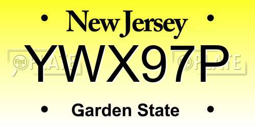 YWX97P New Jersey License Plate