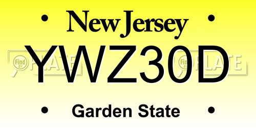 YWZ30D New Jersey License Plate