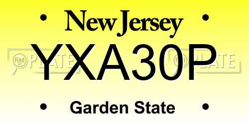 YXA30P New Jersey License Plate