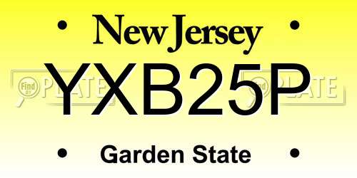 YXB25P New Jersey License Plate