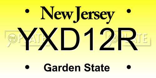 YXD12R New Jersey License Plate