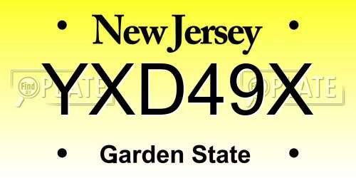 YXD49X New Jersey License Plate