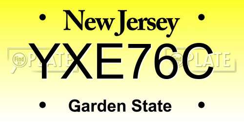 YXE76C New Jersey License Plate