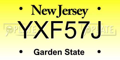 YXF57J New Jersey License Plate