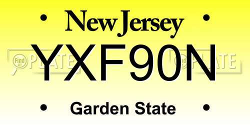 YXF90N New Jersey License Plate