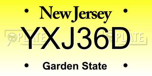 YXJ36D New Jersey License Plate