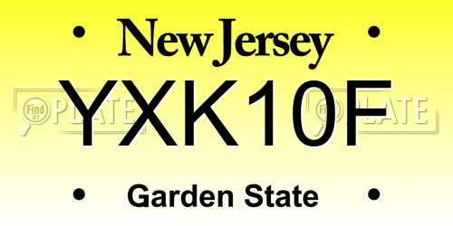 YXK10F New Jersey License Plate