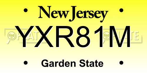YXR81M New Jersey License Plate