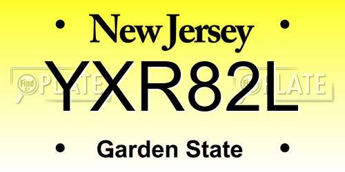 YXR82L New Jersey License Plate
