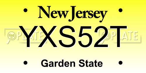 YXS52T New Jersey License Plate