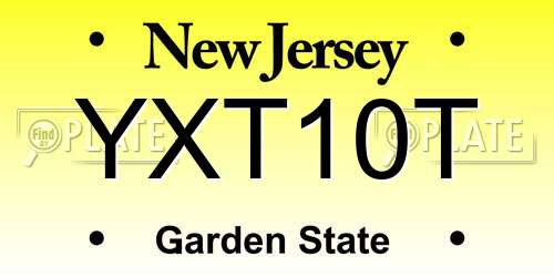 YXT10T New Jersey License Plate