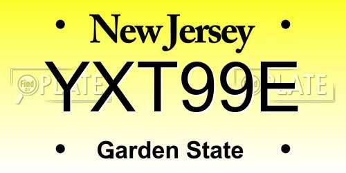 YXT99E New Jersey License Plate