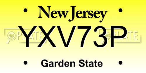 YXV73P New Jersey License Plate
