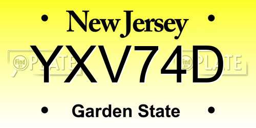 YXV74D New Jersey License Plate