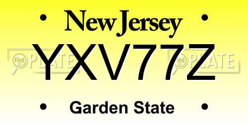 YXV77Z New Jersey License Plate