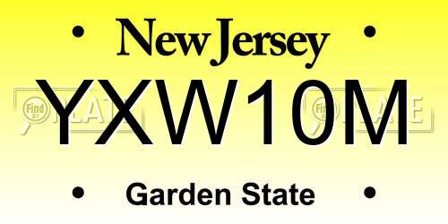 YXW10M New Jersey License Plate