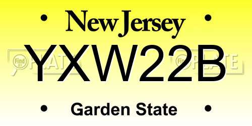 YXW22B New Jersey License Plate