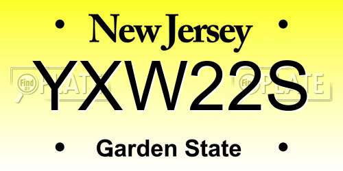 YXW22S New Jersey License Plate