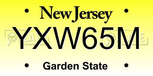 YXW65M New Jersey License Plate