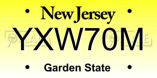YXW70M New Jersey License Plate