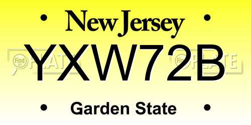 YXW72B New Jersey License Plate