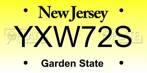 YXW72S New Jersey License Plate