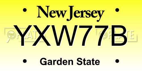 YXW77B New Jersey License Plate