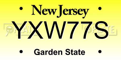 YXW77S New Jersey License Plate