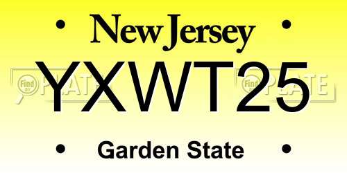 YXWT25 New Jersey License Plate
