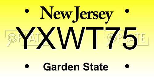 YXWT75 New Jersey License Plate