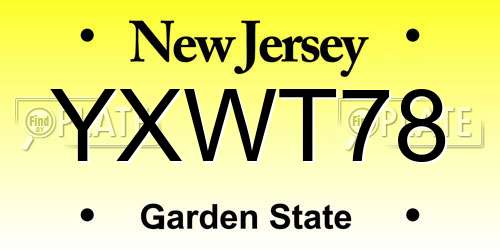 YXWT78 New Jersey License Plate