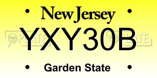 YXY30B New Jersey License Plate