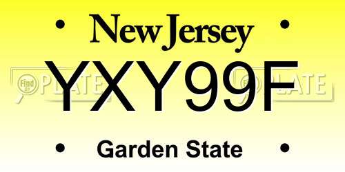 YXY99F New Jersey License Plate