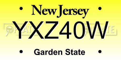 YXZ40W New Jersey License Plate