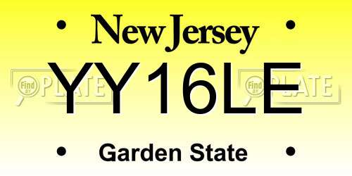 YY16LE New Jersey License Plate