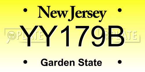 YY179B New Jersey License Plate