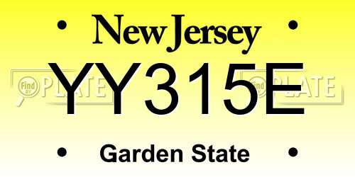 YY315E New Jersey License Plate