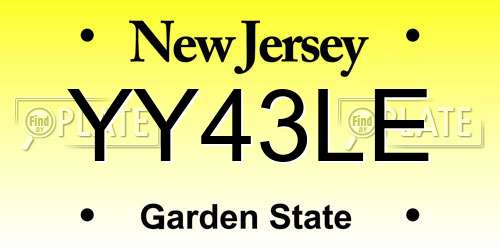 YY43LE New Jersey License Plate