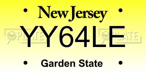 YY64LE New Jersey License Plate
