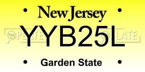 YYB25L New Jersey License Plate