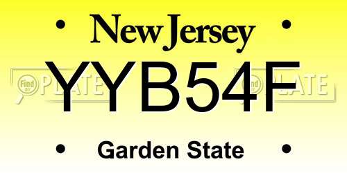 YYB54F New Jersey License Plate