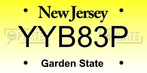 YYB83P New Jersey License Plate