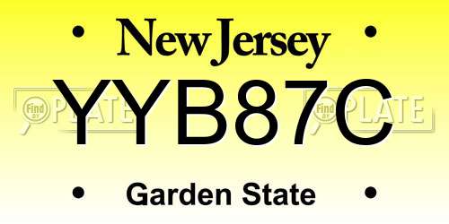 YYB87C New Jersey License Plate