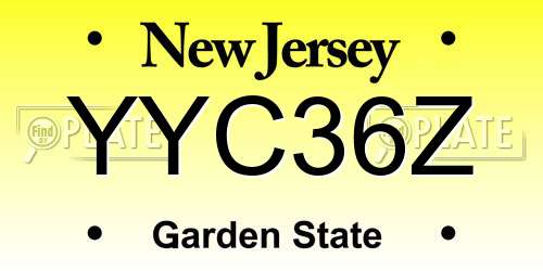 YYC36Z New Jersey License Plate