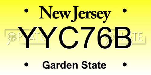 YYC76B New Jersey License Plate