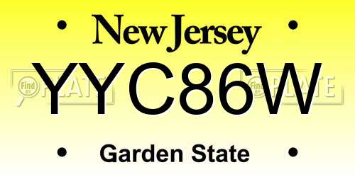 YYC86W New Jersey License Plate