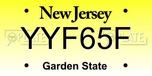 YYF65F New Jersey License Plate