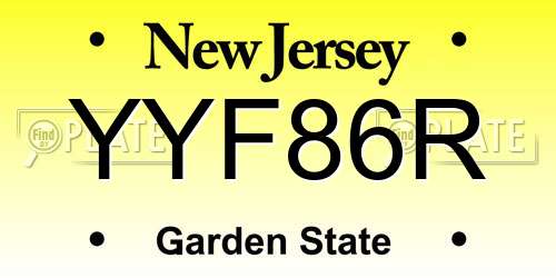 YYF86R New Jersey License Plate