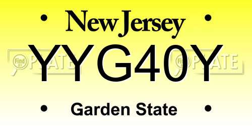 YYG40Y New Jersey License Plate
